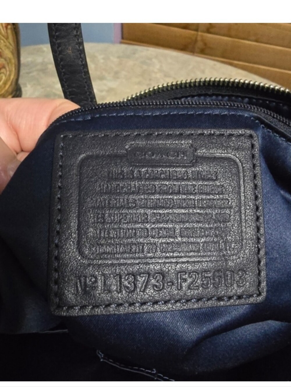 Coach Navy Taylor Op Blue Sateen Satchel - Picture 5 of 9